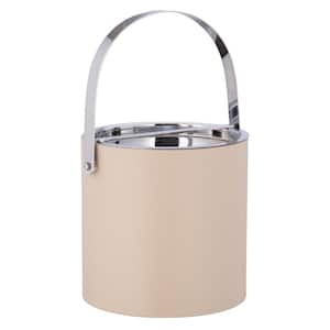 Manhattan 3 qt. Taupe Ice Bucket with Polished Chrome Arch Handle and Bridge Cover