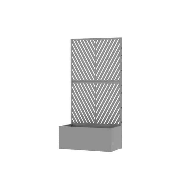 59 in. H x 30 in. W Gray Metal Rectangle Individual Planter Box Elevated Lattice Planter for Climbing Plants