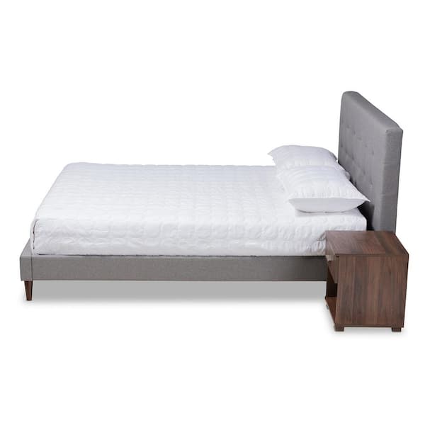 Baxton Studio Maren Gray and Walnut Full Platform Bed with 2