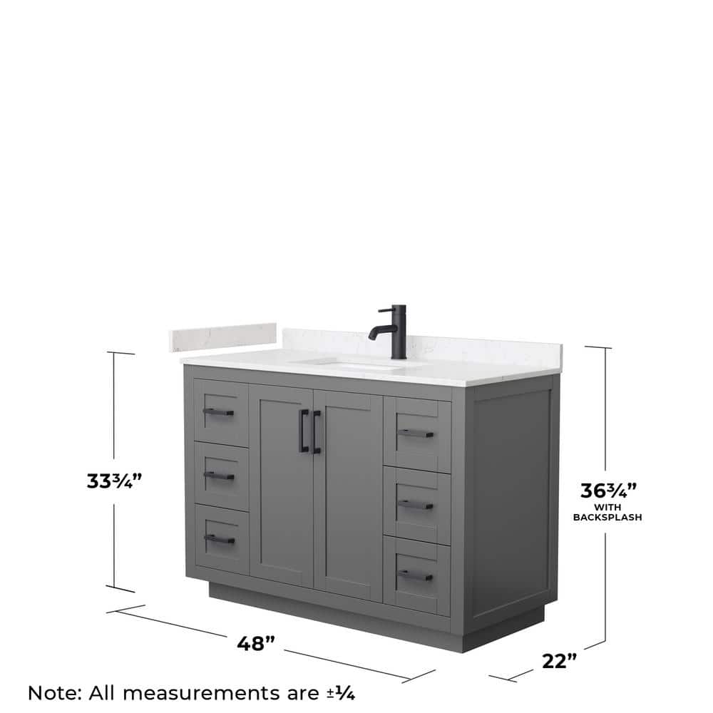 Miranda 48" Dark Gray Freestanding Single Vanity with Marble Top