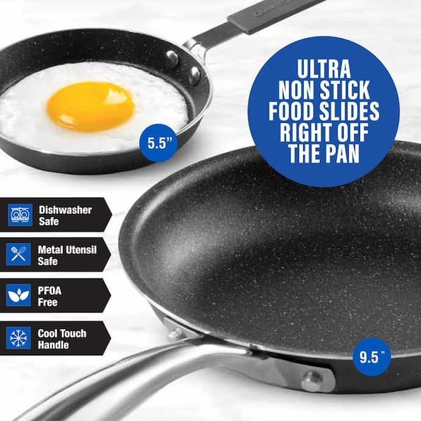 GRANITESTONE Frying Pan Nonstick, Warp-Free, with Glass Lid and Stay-cool  handles (11 inch)
