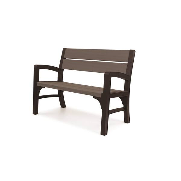 Keter Brushwood 47 in. Resin Outdoor Garden Patio Bench