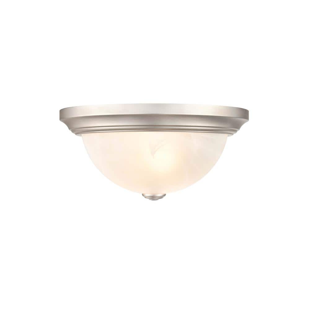 Sleek Satin Nickel 11" Glass Bowl Flush Mount Light