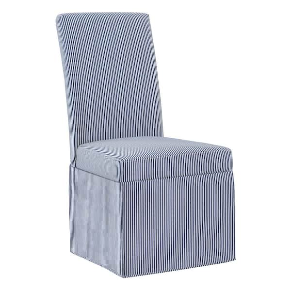 OSP Home Furnishings Adalynn Slipcover dining Chair (2-Pack) in Navy Stripe Fabric Ships Assembled