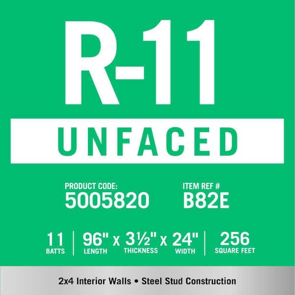 R-11 EcoBatt Unfaced Fiberglass Insulation Batt 24 in. x 96 in. x 3-1/2 in.