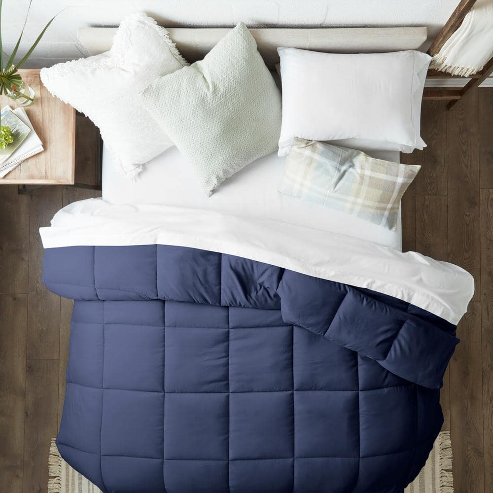 Navy King Reversible Down Alternative Microfiber Comforter Set