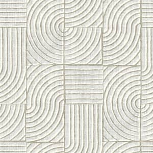 Tile Block Stone White Removable Peel and Stick Vinyl Wallpaper, 28 sq. ft.