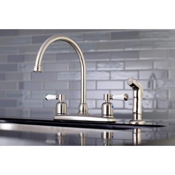 Paris 2-Handle Standard Kitchen Faucet with Side Sprayer in Brushed Nickel