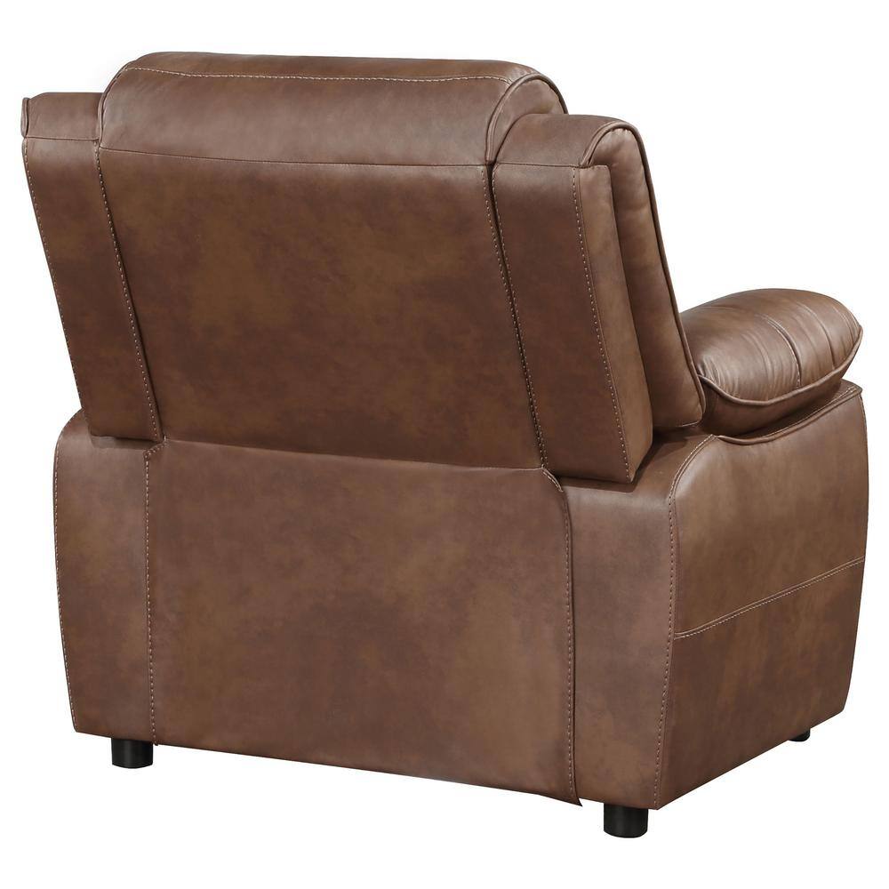 Brown Faux Leather Transitional Accent Chair