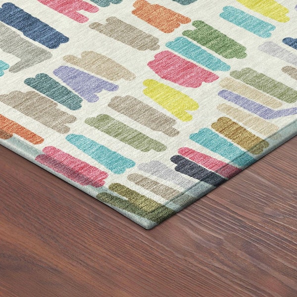 Chantille Machine Washable Indoor/Outdoor Abstract ACN2377 Ivory 9 ft. x 12 ft. Area Rug