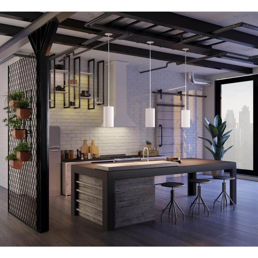 White Aluminum Cylinder 12" Outdoor Hanging Pendant Light