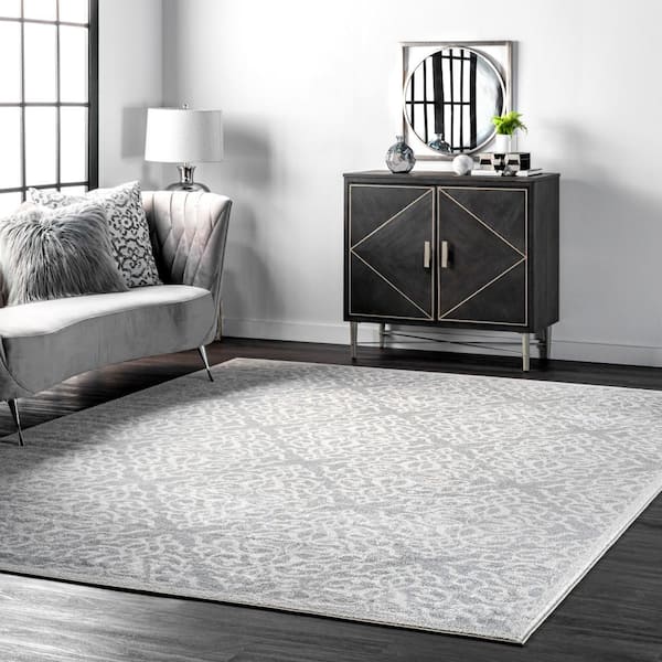 New Bodrum nuloom Area Rug, 8 by 11 ft, grey and top white