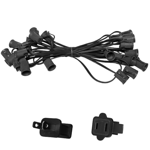 Wintergreen Lighting 25 ft. C9/E17 Black Wire Socket Stringer with 12 in. Spacing