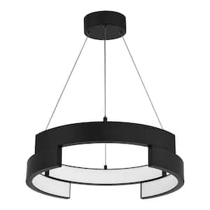 Mcintosh 33-Watt Matte Black Integrated LED Pendant with Acrylic Shade