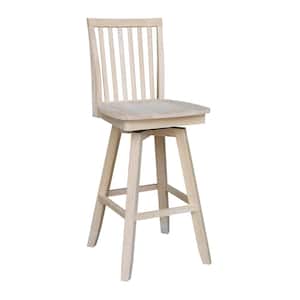 Mission 30 in. Unfinished Wood Swivel Bar Stool