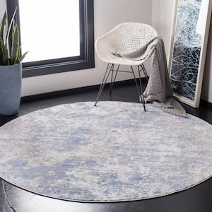 Amelia Gray/Blue 10 ft. x 10 ft. Distressed Abstract Round Area Rug
