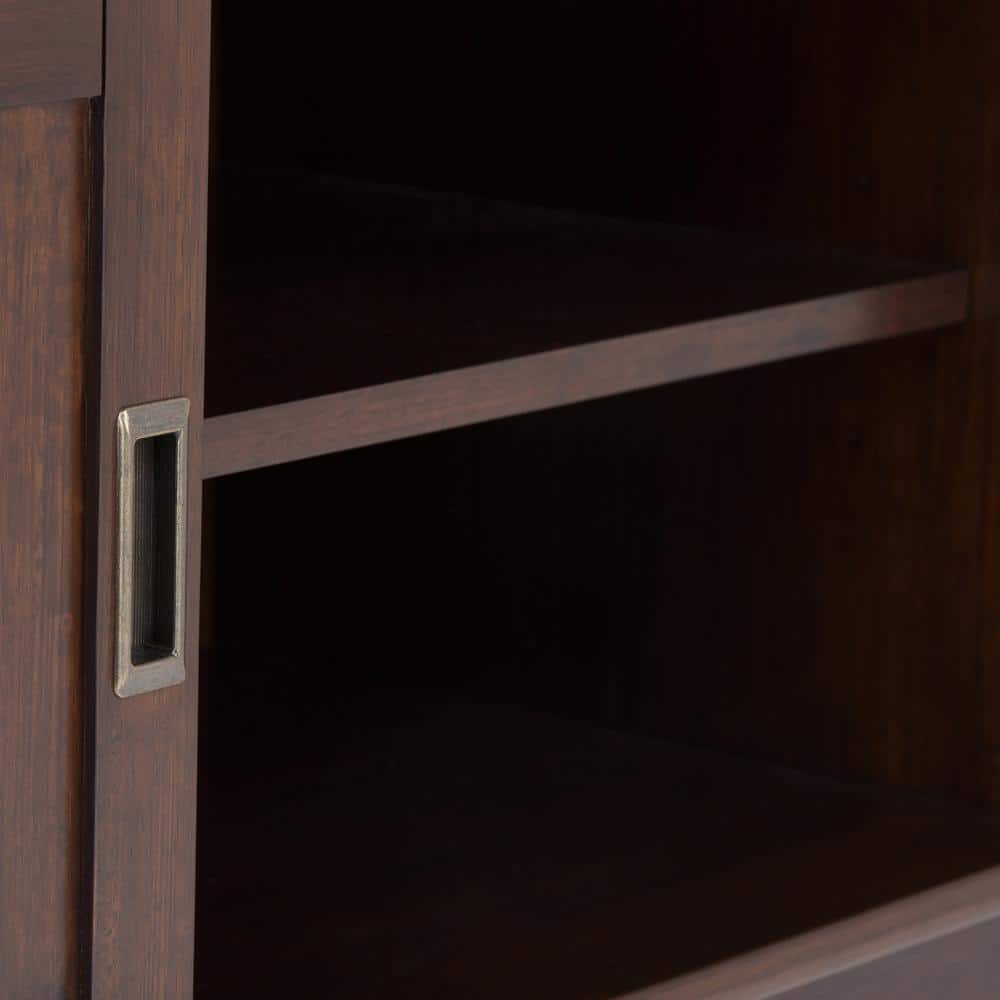 Medium Auburn Brown Rubberwood TV Cabinet with Shelves