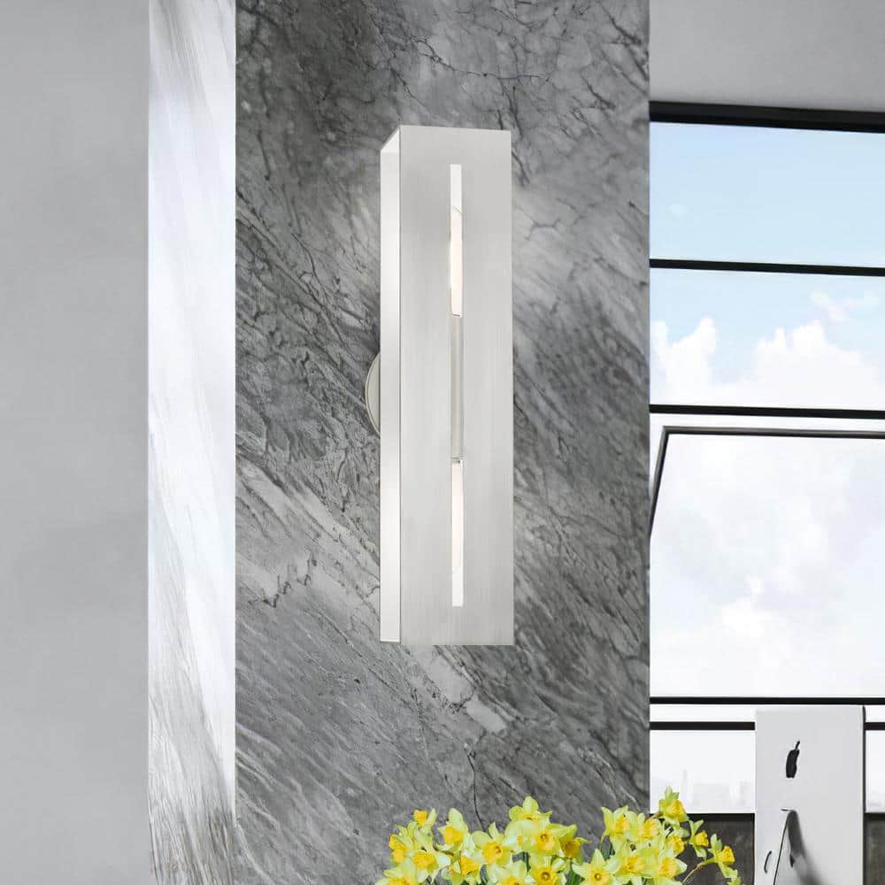 Soma Brushed Nickel 18" Dimmable 2-Light Outdoor Vanity Sconce