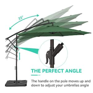 10 ft. Steel Cantilever Patio Umbrella with weighted base in Green