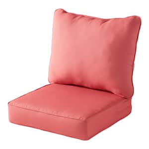 24 in. x 24 in. 2-Piece Deep Seating Outdoor Lounge Chair Cushion Set in Coral