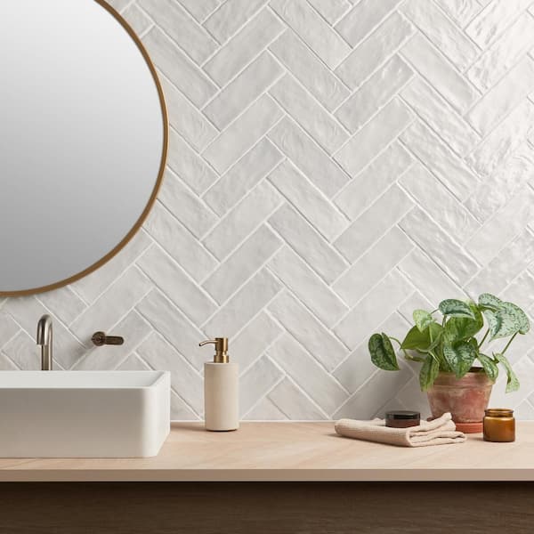 Amagansett Gin White 3 in. x 8 in. Mixed Finish Ceramic Subway Wall Tile (5.38 sq. ft. / Case)