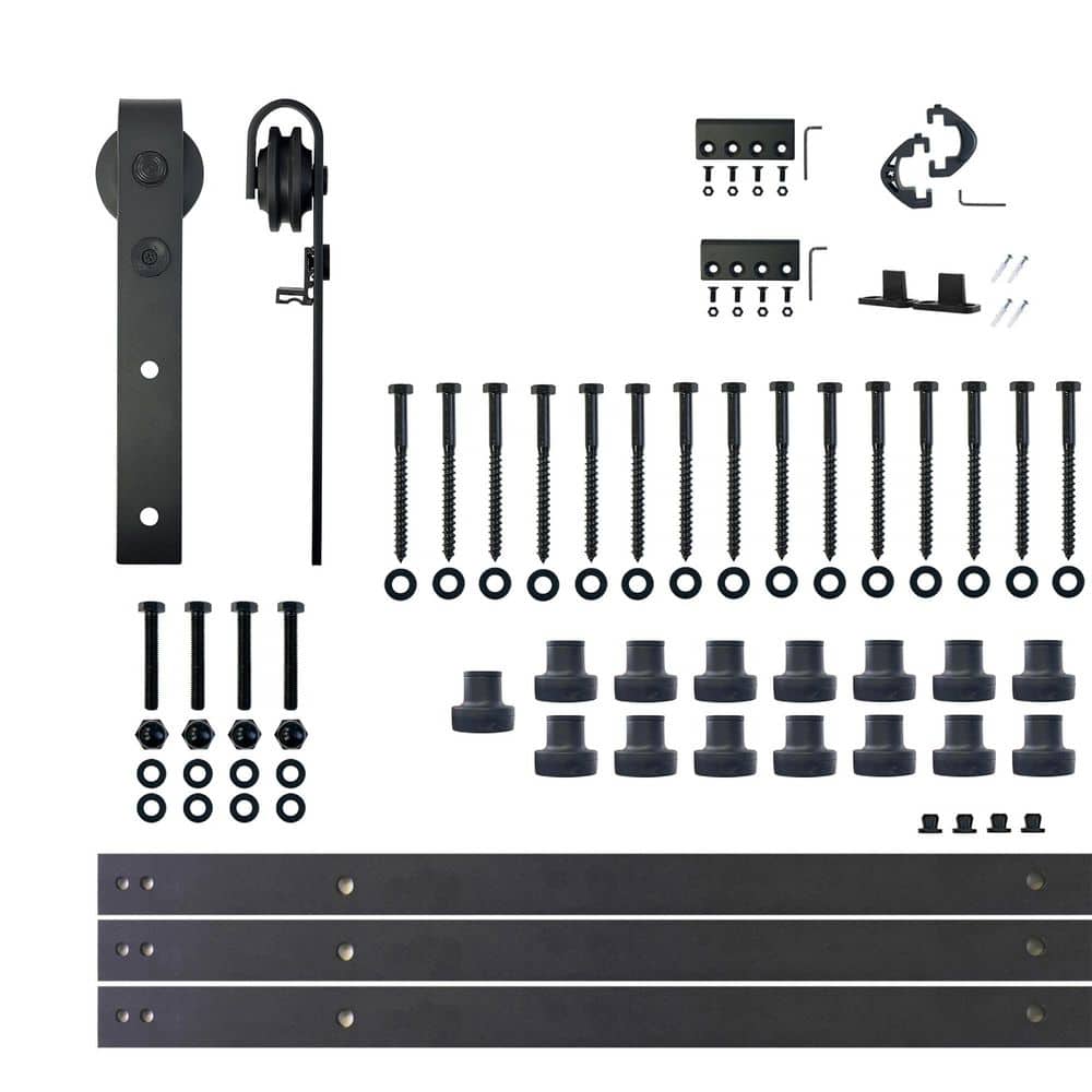 20 ft./240 in. Black Rustic Non-Bypass Sliding Barn Door Track and Hardware Kit for Single Door price history on PriceWatchPro