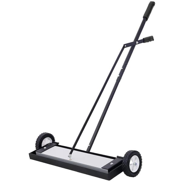 24 in. Rolling Magnetic Pickup Sweeper for Collecting Nails Pinhead Screws, 100 lbs. Capacity