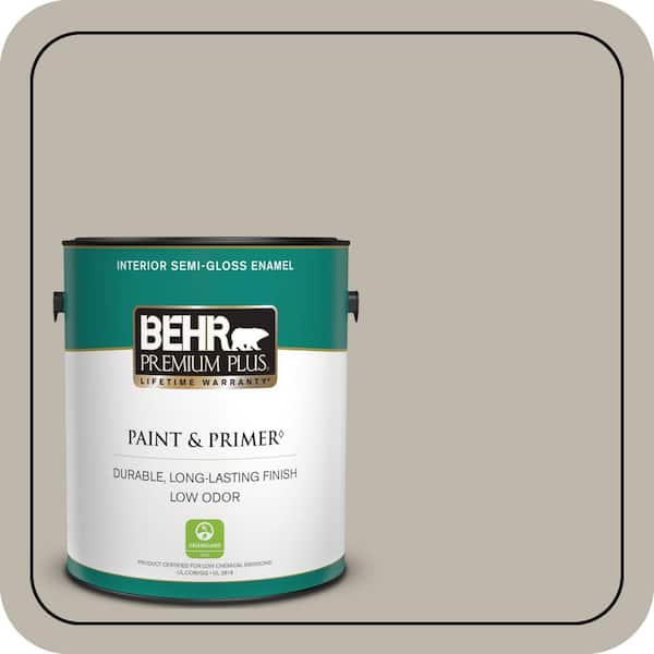 BEHR PREMIUM PLUS 1 gal. Home Decorators Collection #HDC-CT-21 Grey Mist Semi-Gloss Enamel Low Odor Interior Paint & Primer