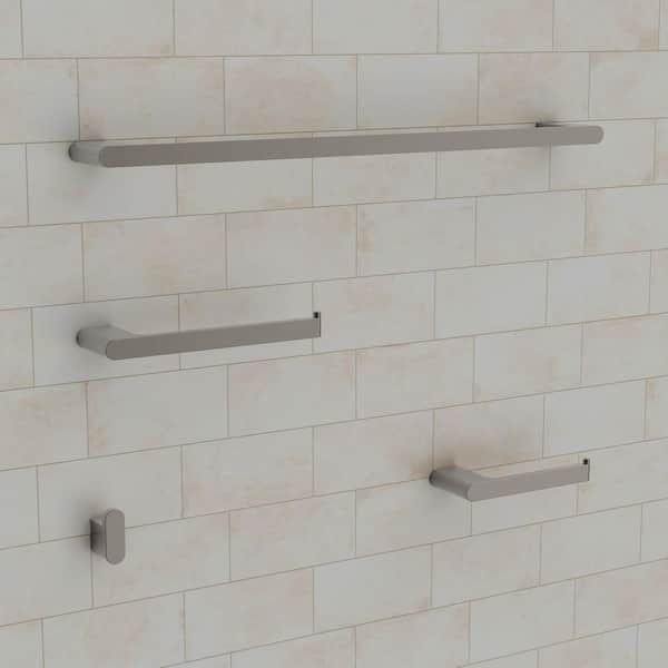 4-Piece 1-Spray Wall Mount Handheld Shower Head with Towel Rack Set 1.8 GPM in Brushed Nickel Stainless Steel