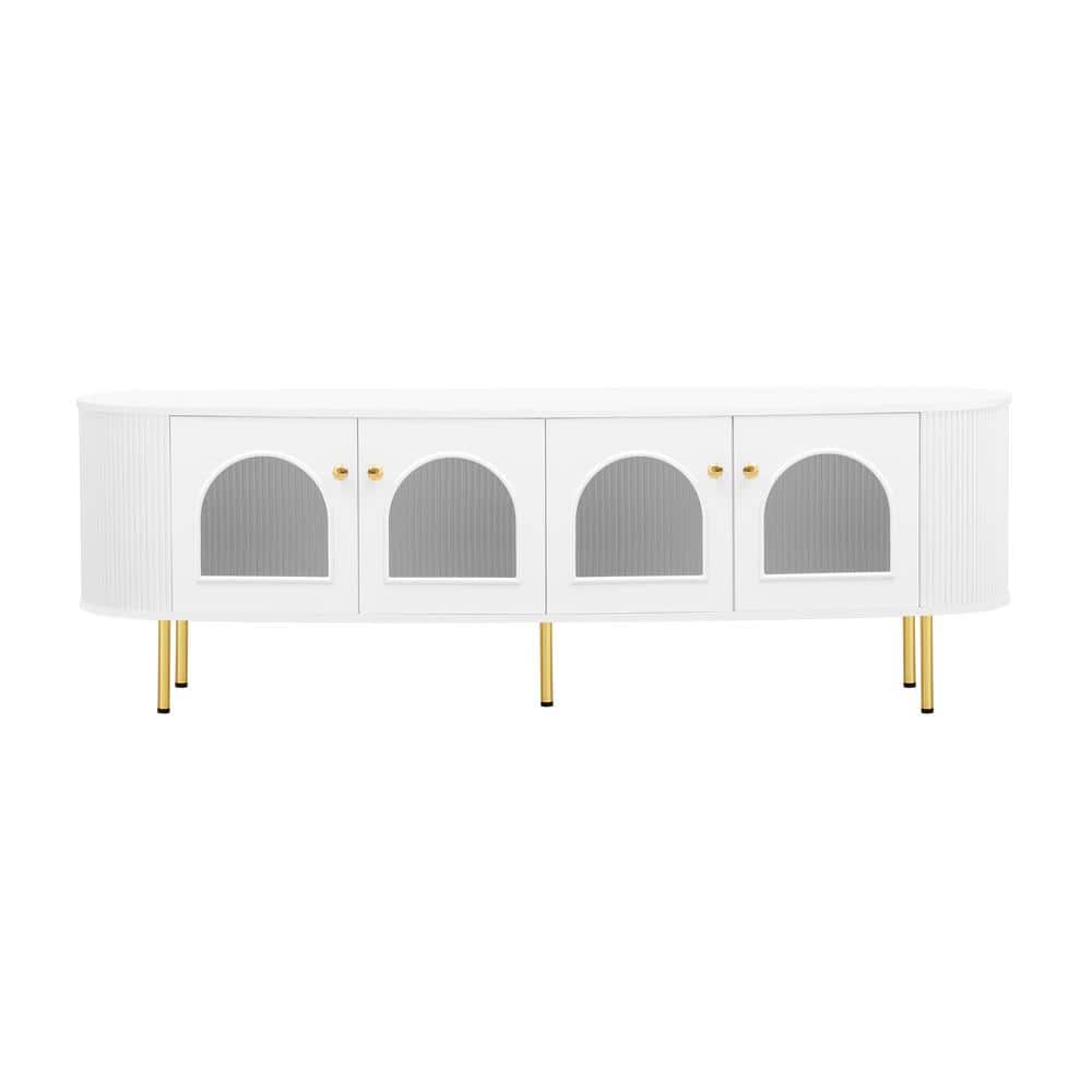 70.8 in. W x 15.7 in. D x 23.6 in. H White Linen Cabinet with Metal Legs, H