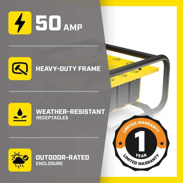 50 Amp Inlet, 8 Receptacle Power Distribution Box