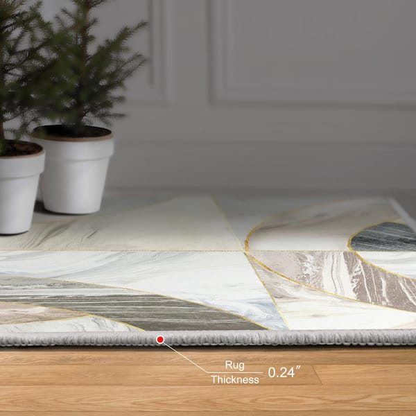 Multi-Colored 5 ft. x 8 ft. Mosaic Serenity Washable Geometric Art Area Rug