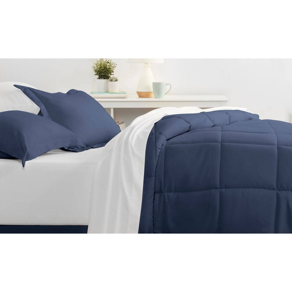 Navy Twin Down Alternative Microfiber Bed in a Bag Set