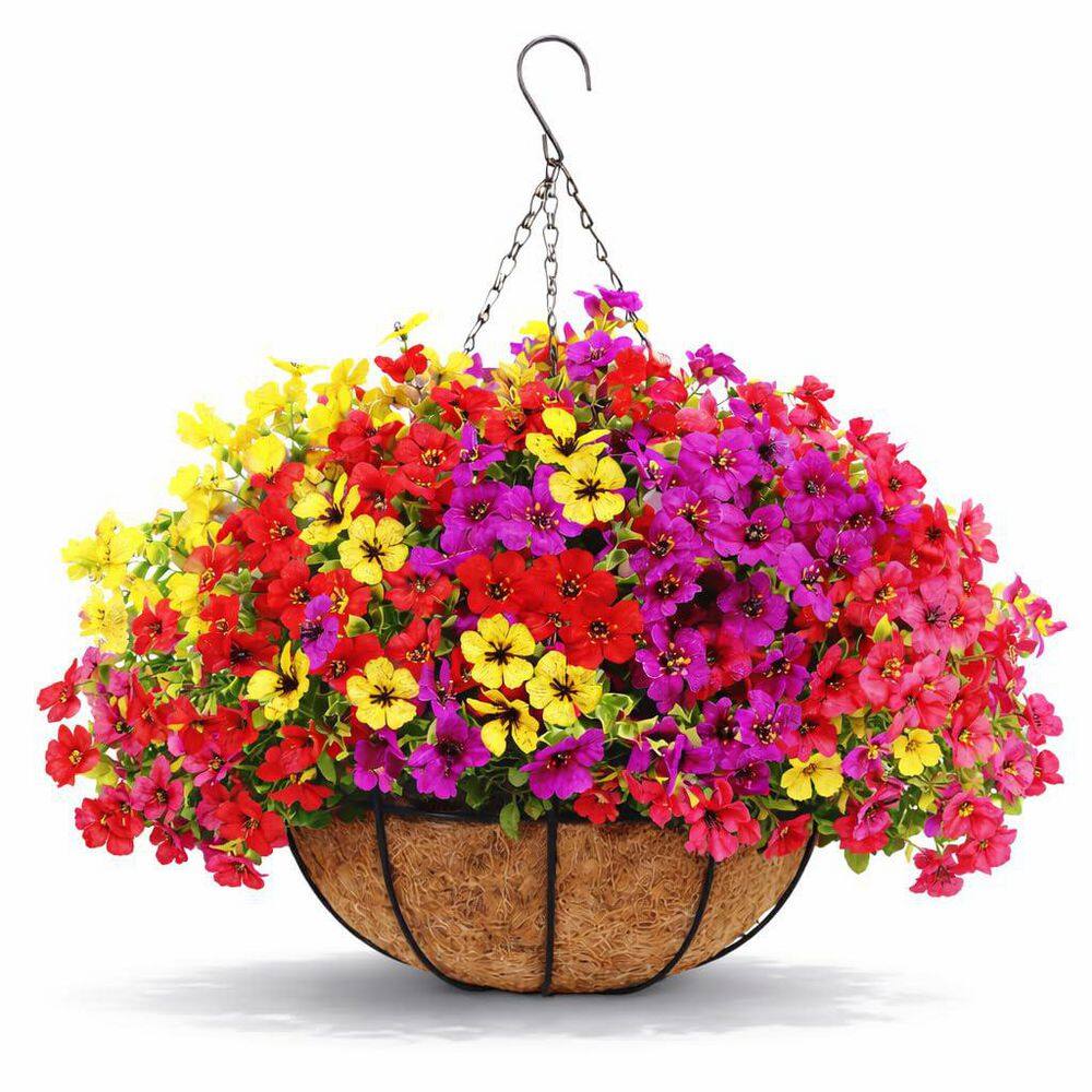 19.8 in. Multi-Colored Artificial Violet Flower Set Outdoor Indoor