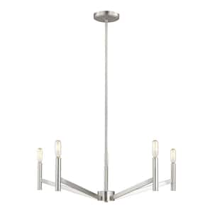 Vector 5-Light Brushed Nickel Hanging Chandelier