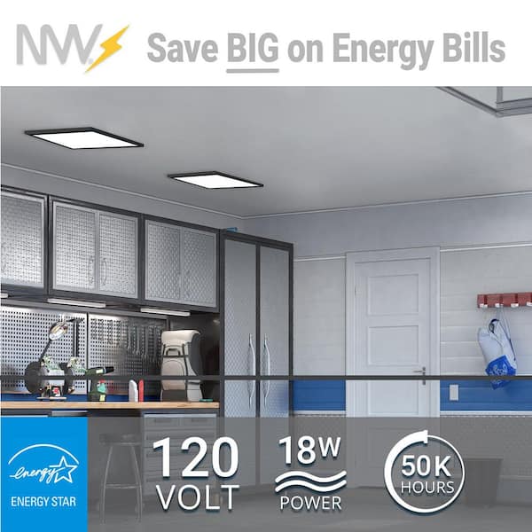 NuWatt 1 ft. x 1 ft. 120V Surface Mount Integrated LED Black Panel