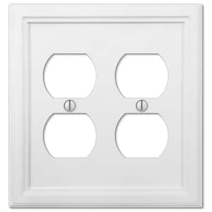Elly 2 Gang Duplex Composite Wall Plate - White