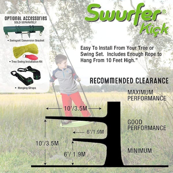 Swurfer Kick Green Stand Up Swing with Rope SW-KICK-G - The Home Depot