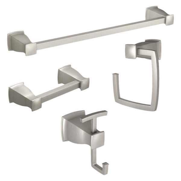 Details about   MOEN Hensley 24 Inch Towel Bar with Press and Mark in Brushed Nickel