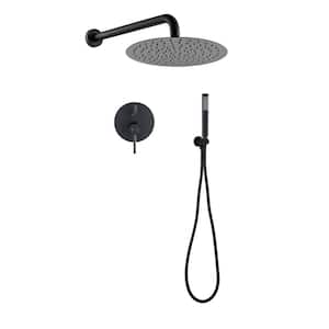 10 in. Wall Mounted Fixed and Handheld Shower Head 2 GPM in Matte Black