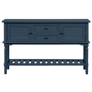 Modern 47 in. Sofa Table Navy Blue Rectangle Wood Console Table for Living Room with 2-Drawers 2-Cabinets and 1-Shelf