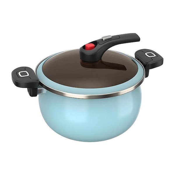 2-Piece Blue Ceramic Coated Stockpot with Lid Micro Pressure Design Nonstick Enamel Steel Versatile Cooker