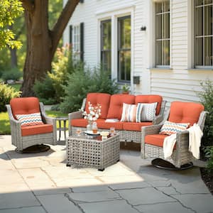 テーブル・チェア・ハンモック NEIGHBORHOOD CAFE CHAIR, PERSONAL SHADE JOYSIDE 5-Piece Wicker Outdoor Patio Conversation Lounge