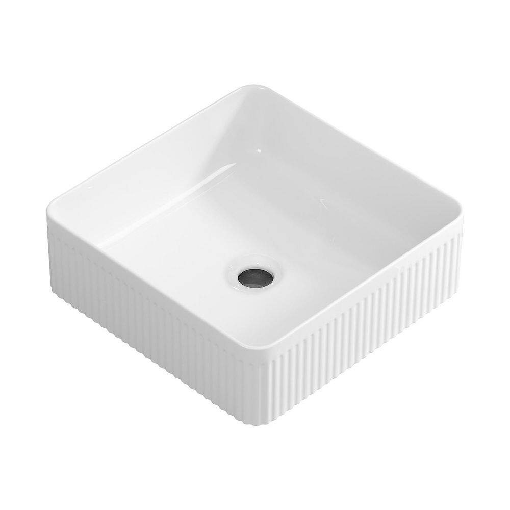 Avex Ceramic 14.76 in. Square Bathroom Vessel Sink in White without Faucet and Drain price history on PriceWatchPro