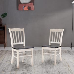 Shaker Wood Dining Chairs - Set of 2 - European Black Ash/Antique White