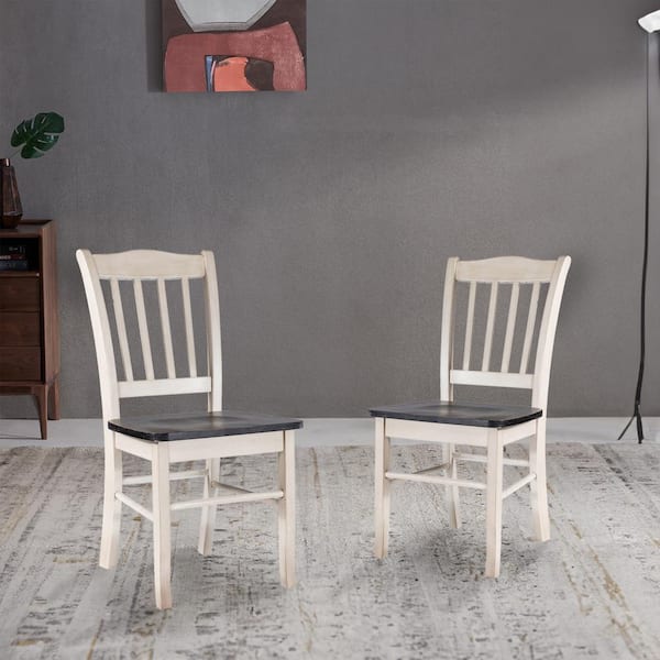 Boraam Shaker Wood Dining Chairs - Set of 2 - European Black Ash/Antique White
