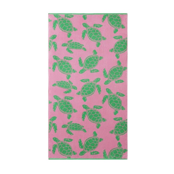 Linear Palms 2-Piece Palm Breeze Pink/Pink Cotton Blend Beach Towel Set