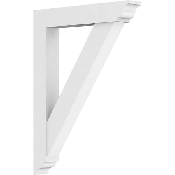 Ekena Millwork 3 in. x 32 in. x 24 in. Traditional Bracket with Traditional Ends, Standard Architectural Grade PVC Bracket