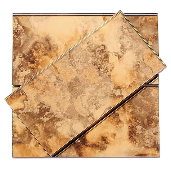 Ivy Hill Tile Lana Gold 3 in. x 6 in. Antique Glass Wall Tile Sample