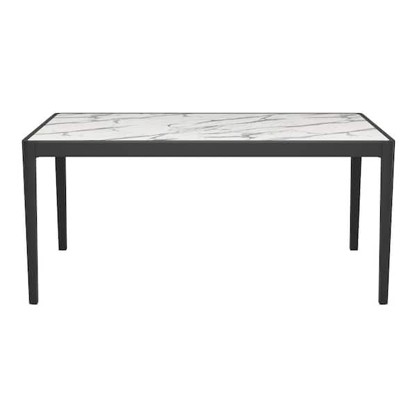 希少 ASPLUND Ston Table ZUO Tokai White White HPL Stone Top 64.2 in. W 4 Legs Base